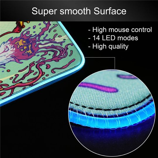 Dragon Anime girl LED Gaming Mousepad: Customizable RGB Lighting, Smooth Surface, Anti-Slip Base, high quality print, Elevate Your Gameplay!