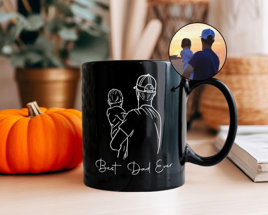 Custom Photo Mug for Dad, Dad Portrait Mug, Fathers Day Gifts, Dad Birthday Gifts, Gift for Husband, Gift for Him, Personalized Photo Mug
