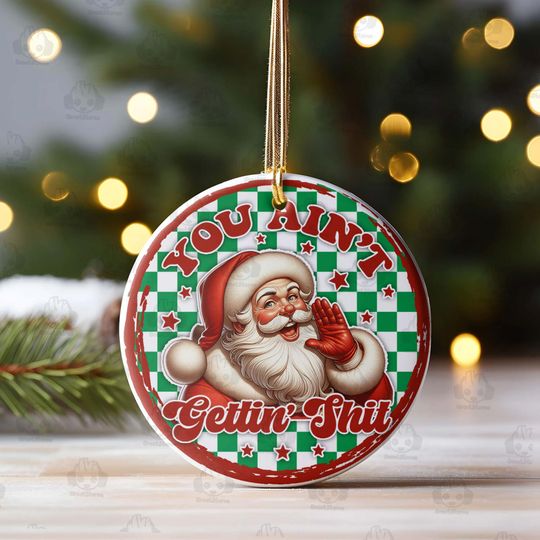 Christmas Santa Claus Ornament, Joy to the World, Merry Christmas, Digital Ceramic Ornament Design