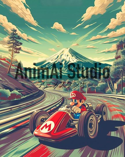 Mario Kart, Retro Japanese Movie Poster