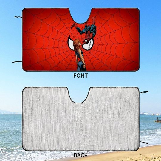 Spider-Man Car Sun Visor with Beauty Girl Design, Spider-Man Car Sun Shade, Car Sun Visor