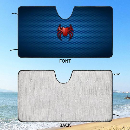 Red Spider weaves blue web Car Sun Visor,Red Spider Car Sun Visor, Spider-Fan Car Windshield Cover, Car Sun Visor, Car Exterior Decorations