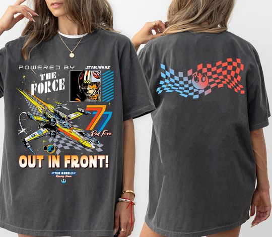 Double Sided X-wing Star Wars Rebels T-shirt, Red Five Racing Team Tee, Galaxy's Edge Family Trip Matching Shirt