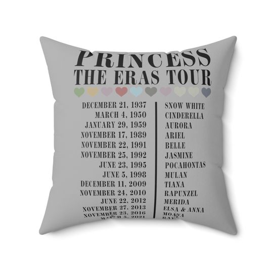 Disney Princess Eras Tour Spun Polyester Square Pillow