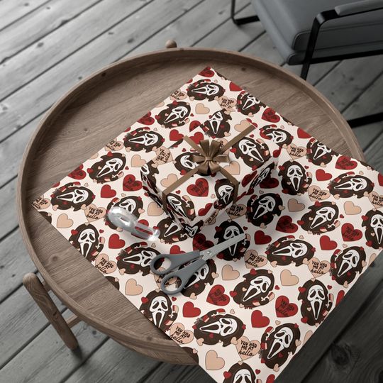 Scream/Ghost Face-Inspired Horror Themed Gift Wrap Paper