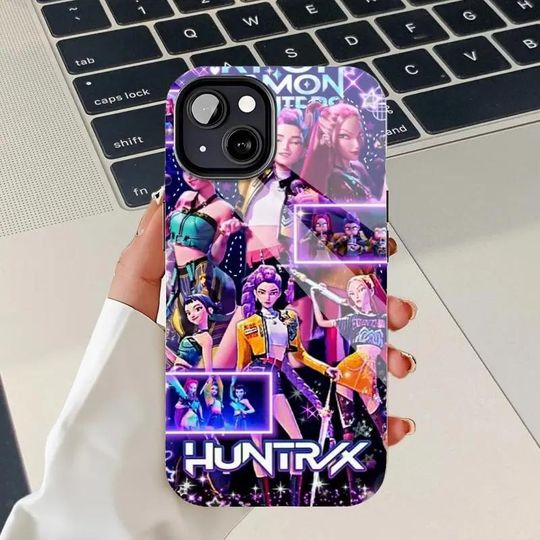 K-pop Demon Hunters Anime Collage Neon Glow iPhone Case