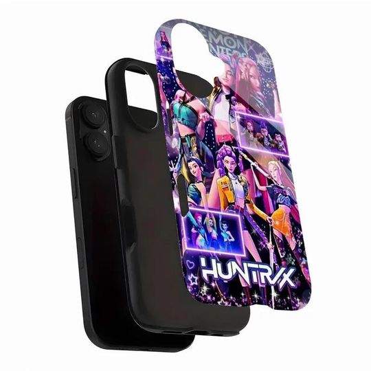 K-pop Demon Hunters Anime Collage Neon Glow iPhone Case
