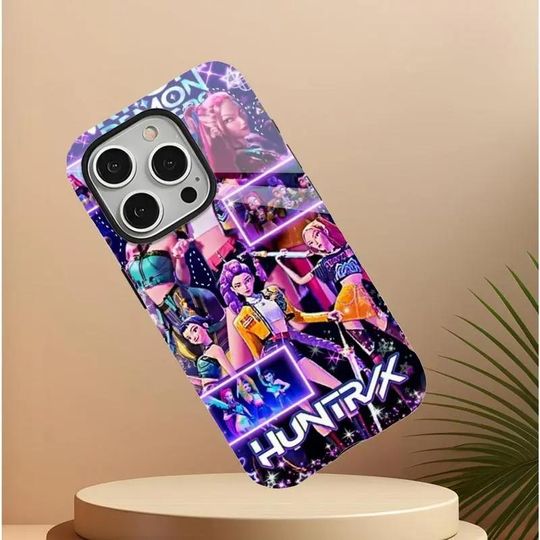 K-pop Demon Hunters Anime Collage Neon Glow iPhone Case