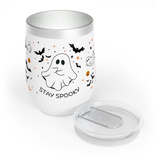 Halloween Ghost Wine Tumbler, Halloween Spooky Cup, Spooky Ghost Wine Cup
