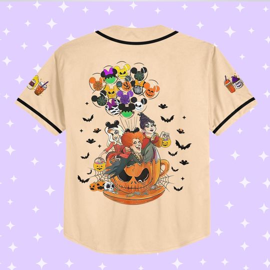 Personalized Halloween Disney Hocus Pocus Teacup Balloon Jersey, Custom Disney Jersey