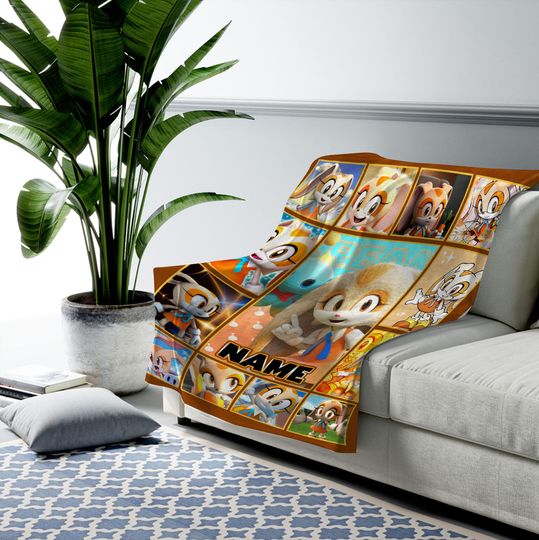 Custom Sonic The Hedgehog Blanket/Personalized Cream the Rabbit Hedgehog Blanket/Custom Sonic Blanket