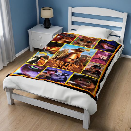 Custom Puss In Boots Cartoon Blanket, Shrek Characters Blanket