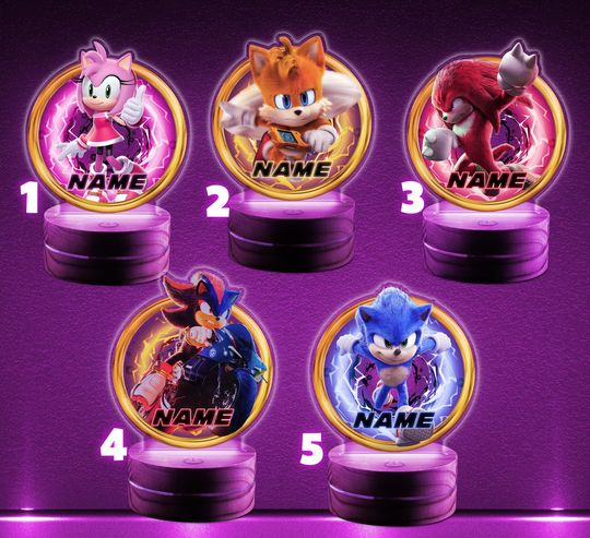 Personalized Sonic Hedgehog LED Night Light, LED Lamp, Personalized Gift, Color LED Night Light Lamp