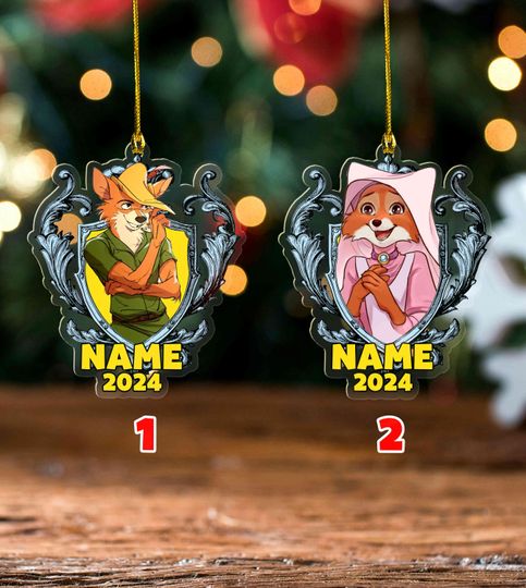 Custom Name Disney Robin Hood Characters Group Ornament, Magic Kingdom Ornament