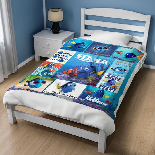 Funny Finding Dory Custom Blanket, Personalized Finding Nemo Blanket, Dory Nemo Blanket, Nemo Dory Cartoon