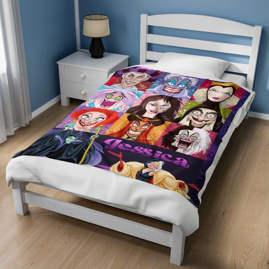 Custom Disney Villains Throw Blanket, Evil Queen Maleficent Ursula Throw Blanket