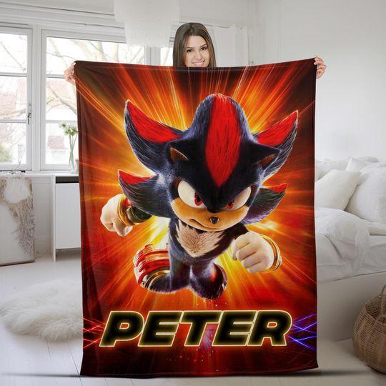 Custom Sonic The Hedgehog Blanket/Personalized Shadow Hedgehog Blanket/Custom Shadow Sonic Blanket/Sonic Blanket/Birthday Blanket