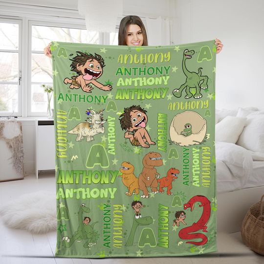 Personalized Disney Pixar The Good Dinosaur Blanket, Custom Name Dinosaur Blanket