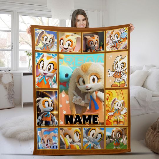 Custom Sonic The Hedgehog Blanket/Personalized Cream the Rabbit Hedgehog Blanket/Custom Sonic Blanket