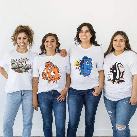 Disney Pixar Finding Nemo All Characters Christmas Light Shirt, Christmas Party Matching