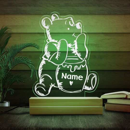 Winne the Pooh Bear Night Light, Bedroom Decor, Custom Night Light, Kids Room, Pooh, Tiger, Honey, Bear, Teddy Bear