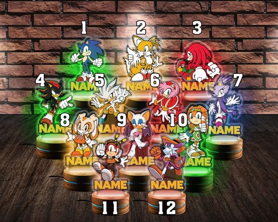 Sonic Acrylic Night Light, Disney Cutout Night Light, Personalized Christmas Night Light, Disney Sonic Night Light Gift