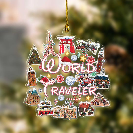 Disney Christmas Ornament, Disney Epcot Christmas Ornament, Disney World Traveler Ornament