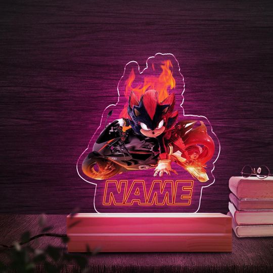 Personalized Shadow the Hedgehog Night Light, LED Lamp, Personalized Gift, Color LED Night Light Lamp, Table Lamp