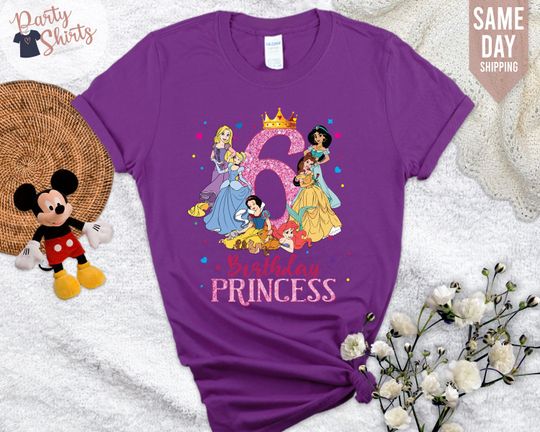 Disney Princess Shirt, Disney Birthday Princess Shirt for Girls, Matching Disney Birthday Squad Shirt