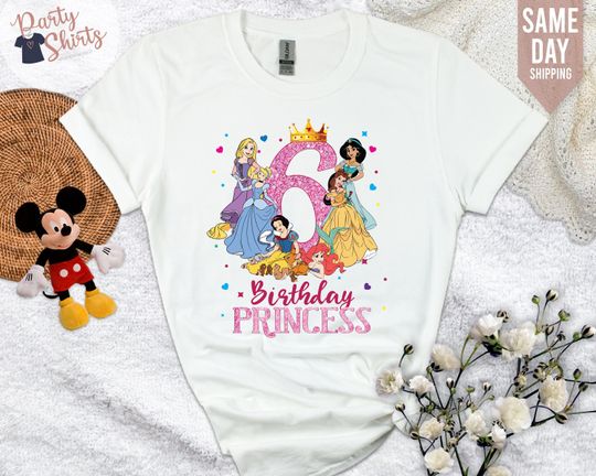 Disney Princess Shirt, Disney Birthday Princess Shirt for Girls, Matching Disney Birthday Squad Shirt