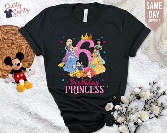 Disney Princess Shirt, Disney Birthday Princess Shirt for Girls, Matching Disney Birthday Squad Shirt