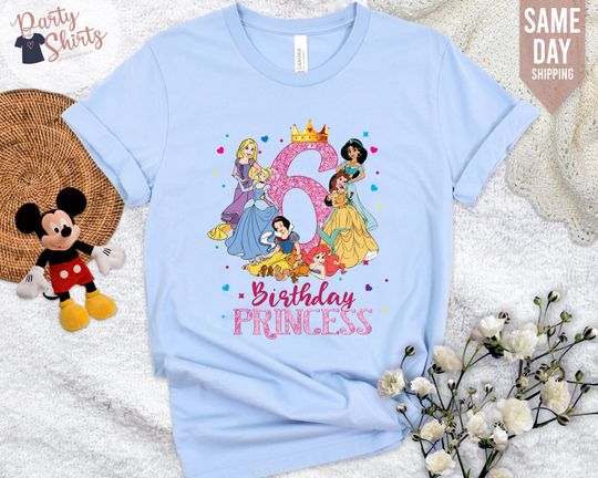Disney Princess Shirt, Disney Birthday Princess Shirt for Girls, Matching Disney Birthday Squad Shirt