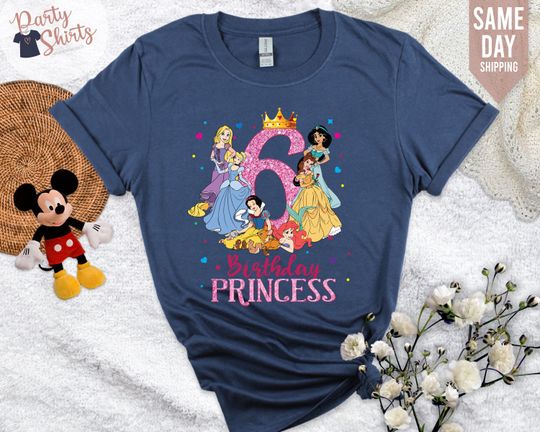 Disney Princess Shirt, Disney Birthday Princess Shirt for Girls, Matching Disney Birthday Squad Shirt