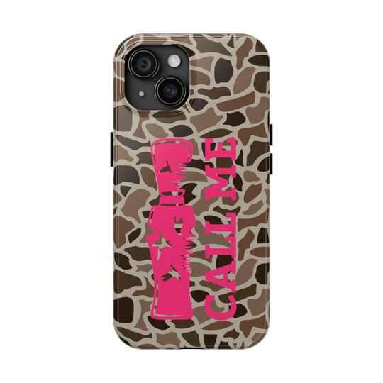 Old School Camo with "Call Me" Duck Call in Pink  Phone Case