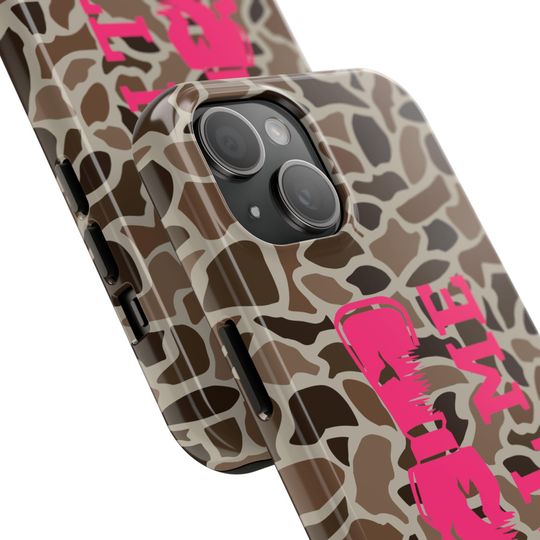 Old School Camo with "Call Me" Duck Call in Pink  Phone Case