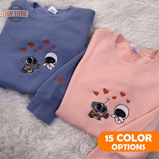 Lovely Droid Couple Character Embroidered Sweatshirt, Valentine's Day Gift