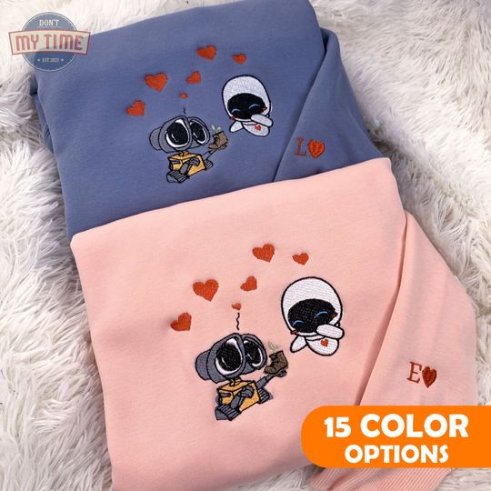 Lovely Droid Couple Character Embroidered Sweatshirt, Valentine's Day Gift