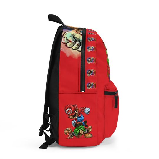 Super Mario Game Red Kids School Backpack, Game Mario Red Bag