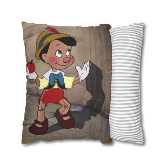 Vintage Disney Pinocchio Spun Polyester Square Pillow Case! Pinocchio's favorite