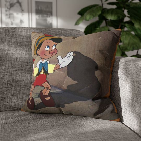 Vintage Disney Pinocchio Spun Polyester Square Pillow Case! Pinocchio's favorite