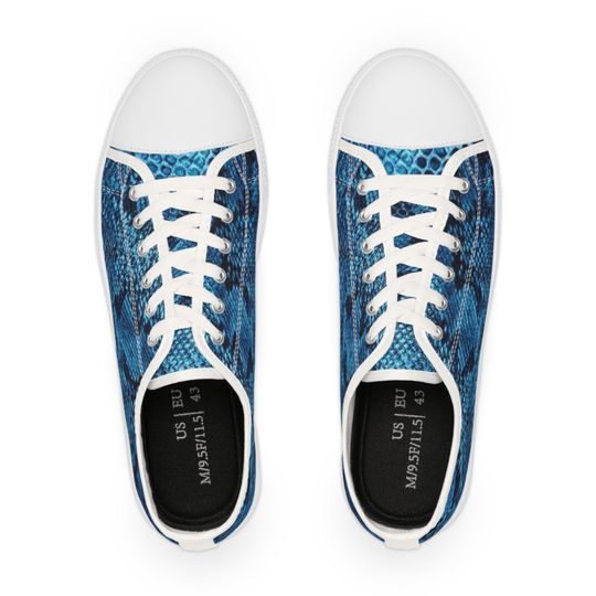 Azure Snake Skin - Men's Low Top Sneakers