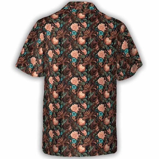 Copper Dragon Floral | DnD Button-Up Hawaiian Shirt
