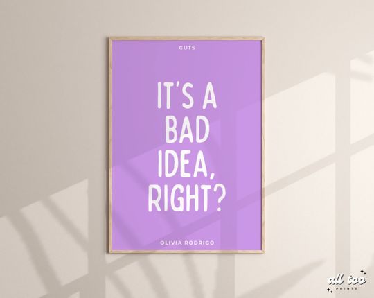 Olivia Rodrigo Bad Idea Right Poster | Olivia Rodrigo Merch