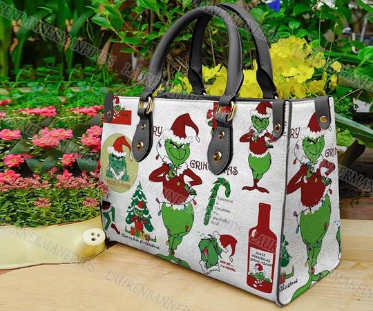 funny character Christmas Leather Bag, funny character Lover's Handbag, Woman Handbag, Shopping Bag, Chrismas Gifts