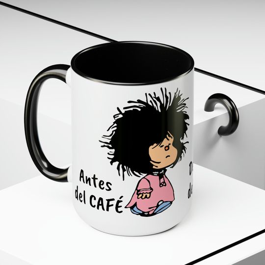 ARGENTINA MAFALDA CAFE Two-Tone Coffee Mugs, Taza