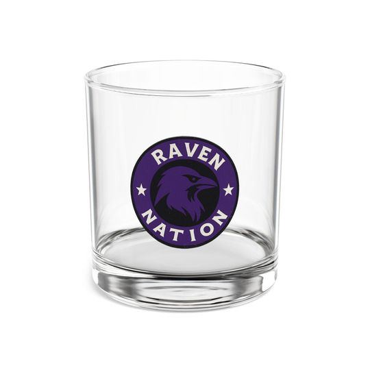 Baltimore Football Rocks Glass | Raven Nation Whiskey Glass | Fan Barware Gift | Tailgate Drinkware | Man Cave Decor
