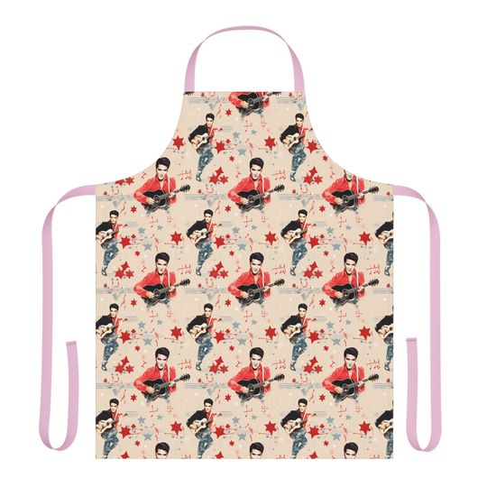Elvis Presley Pattern Apron, 5-Color Straps (AOP)