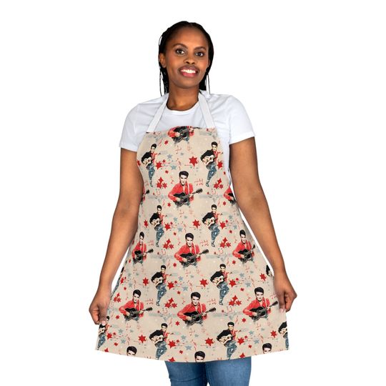 Elvis Presley Pattern Apron, 5-Color Straps (AOP)