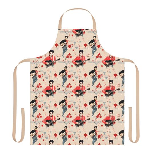Elvis Presley Pattern Apron, 5-Color Straps (AOP)