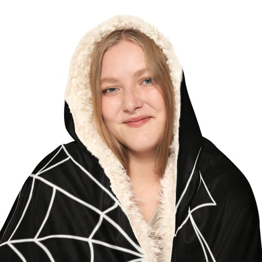 Hooded Spiderweb Snuggle Blanket for Halloween